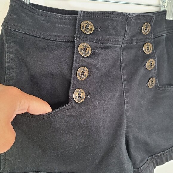 Express High Waisted Nautical Sailor Black Shortie Shorts - Picture 5 of 7